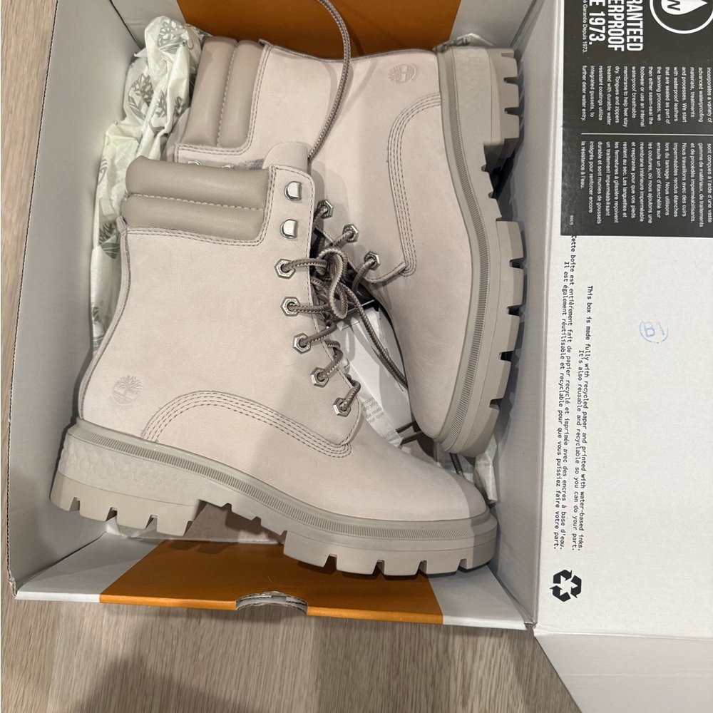 Timberland Off-White Lace-Up Boots